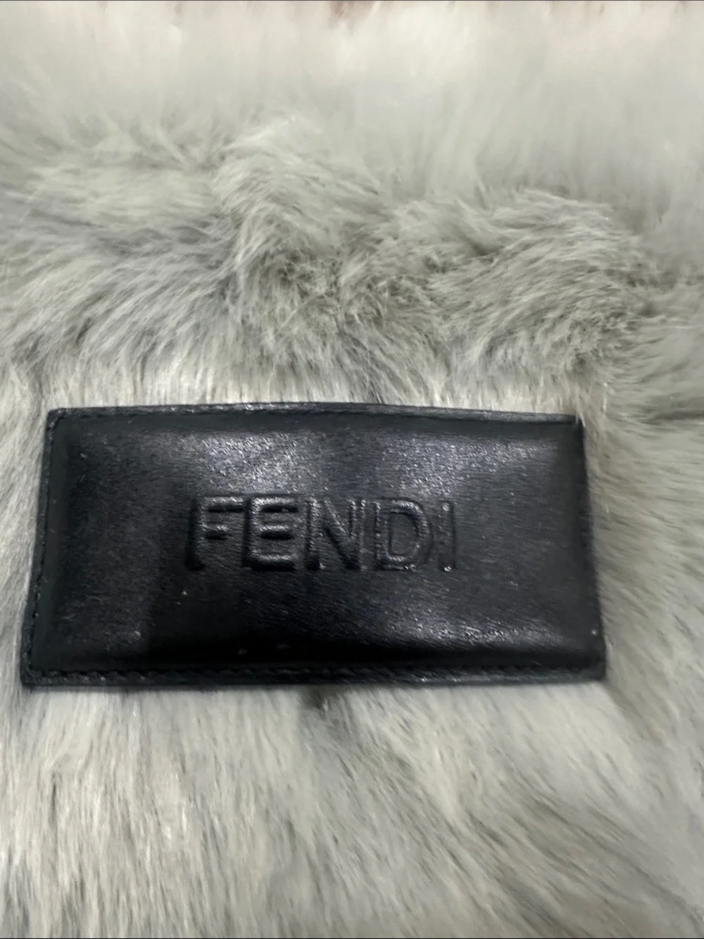 FENDI Black Embossed Leather hair, accessory barrette.